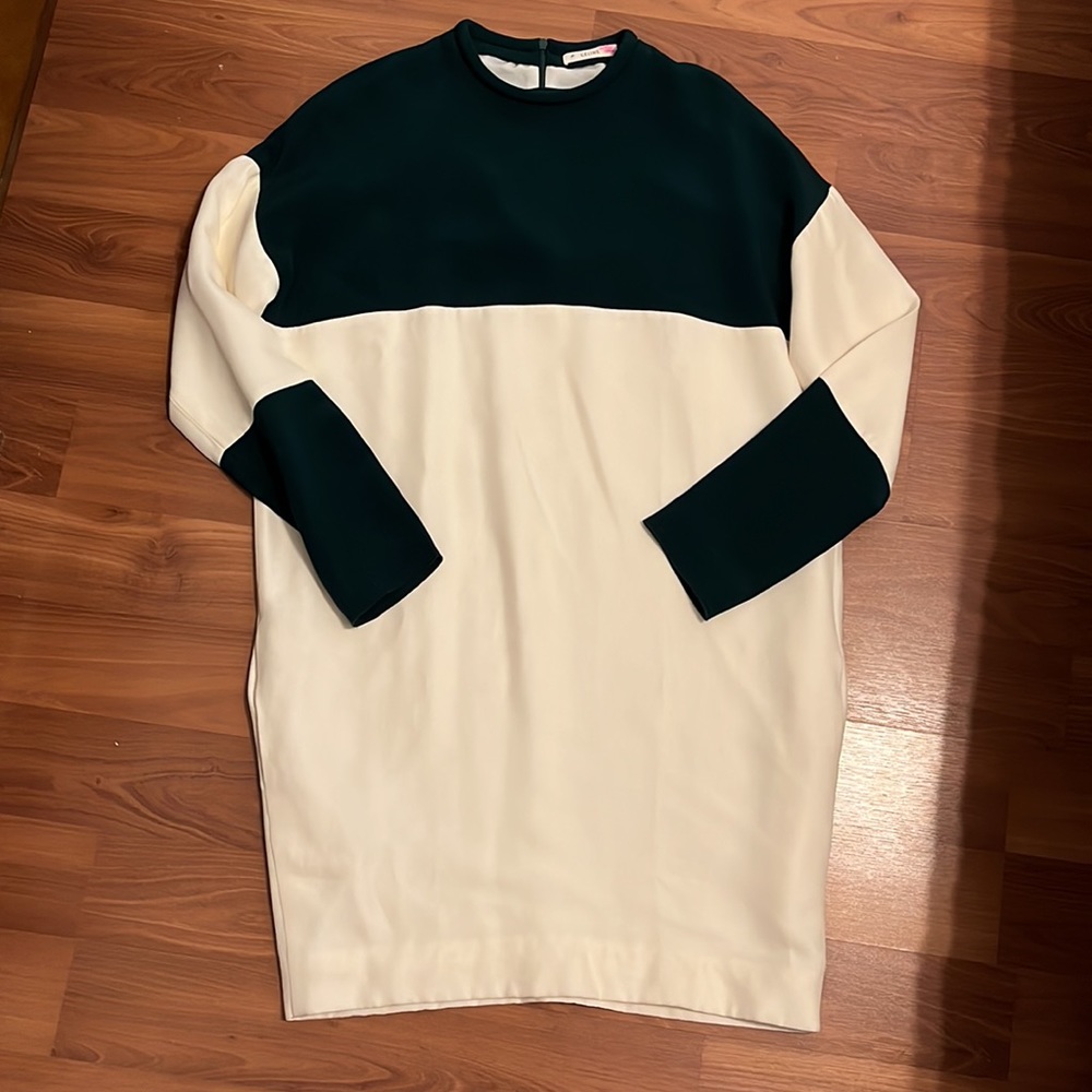 Celine Phoebe Philo color block silk dress green cream - Picture 4 of 13